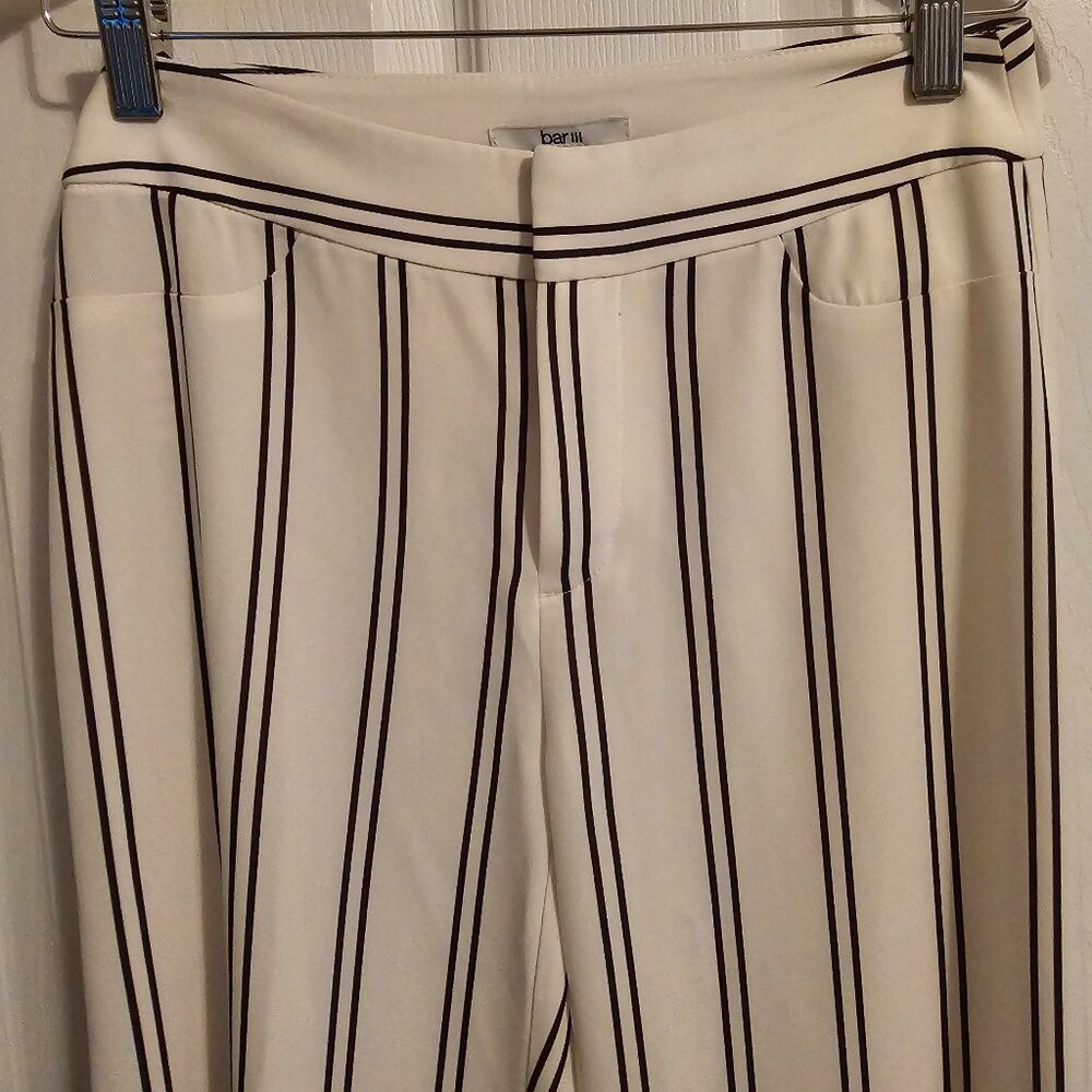 BAR III Pinstripe Wide Leg Slit Dress Pants